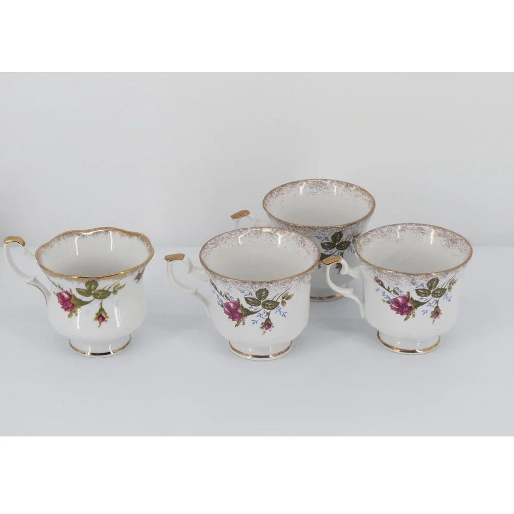 Vintage Chodziez Floral Rose Teacup & Saucer Set Gold Trim Pink Flowers Romantic